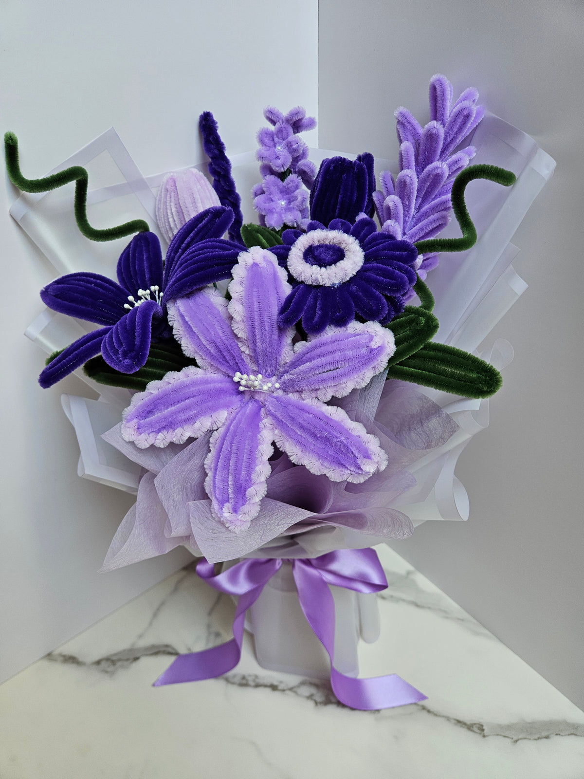 Pipe Cleaner Flower Bouquet - Purple