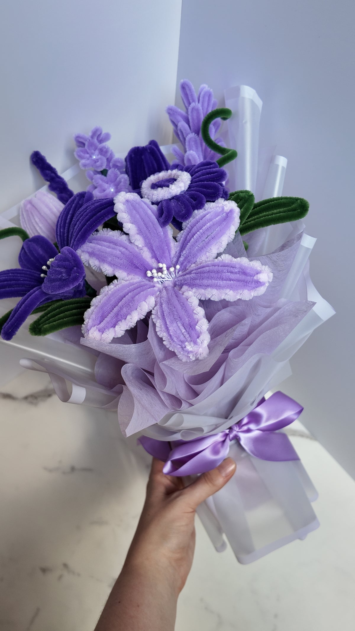 Pipe Cleaner Flower Bouquet - Purple