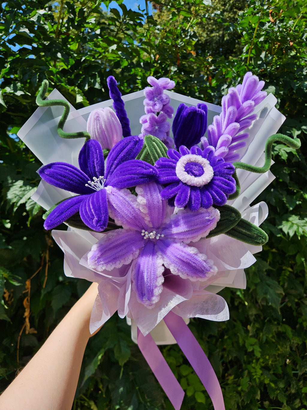 Pipe Cleaner Flower Bouquet - Purple