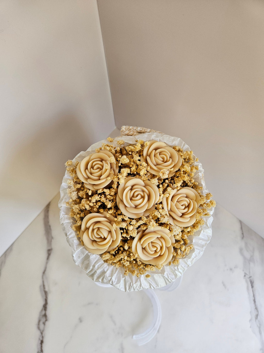 Beige Tweed Candle Bouquet - Size M